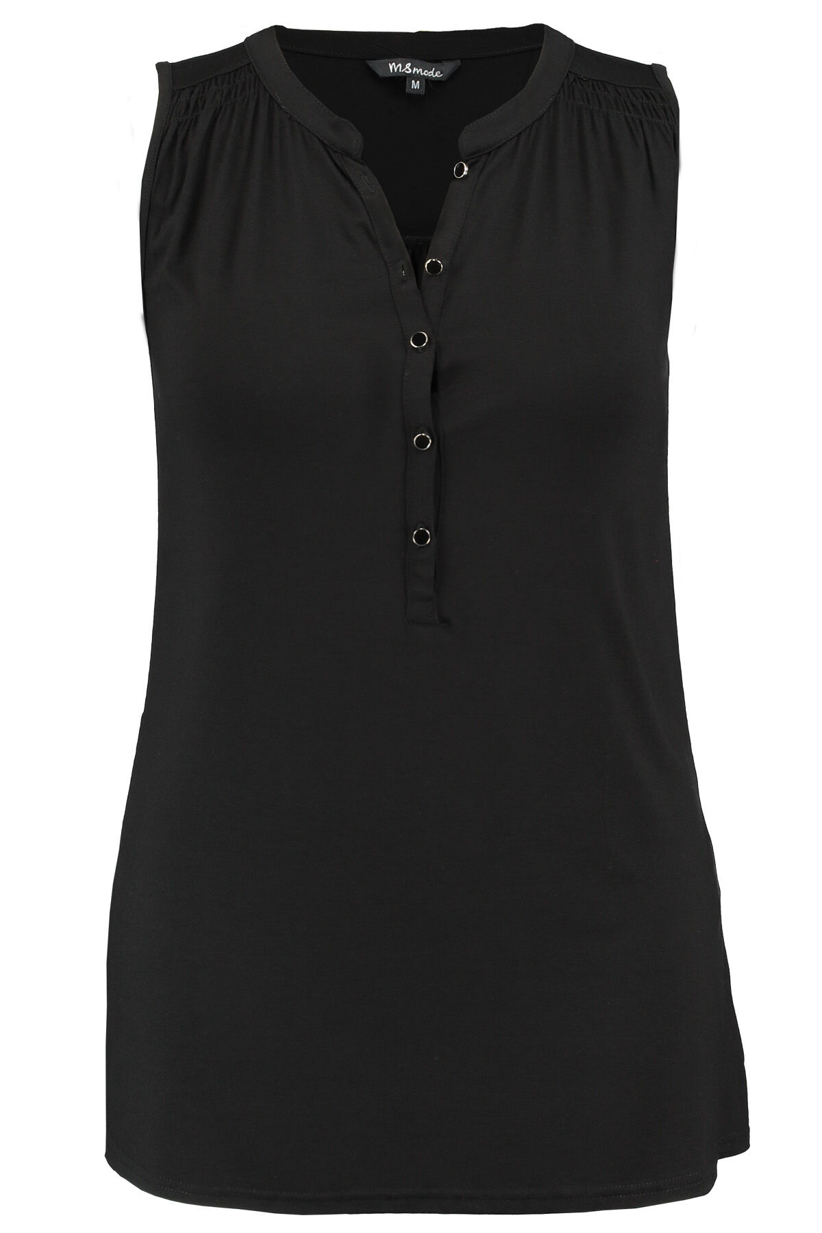 Top plisado de color liso con encaje image number 1