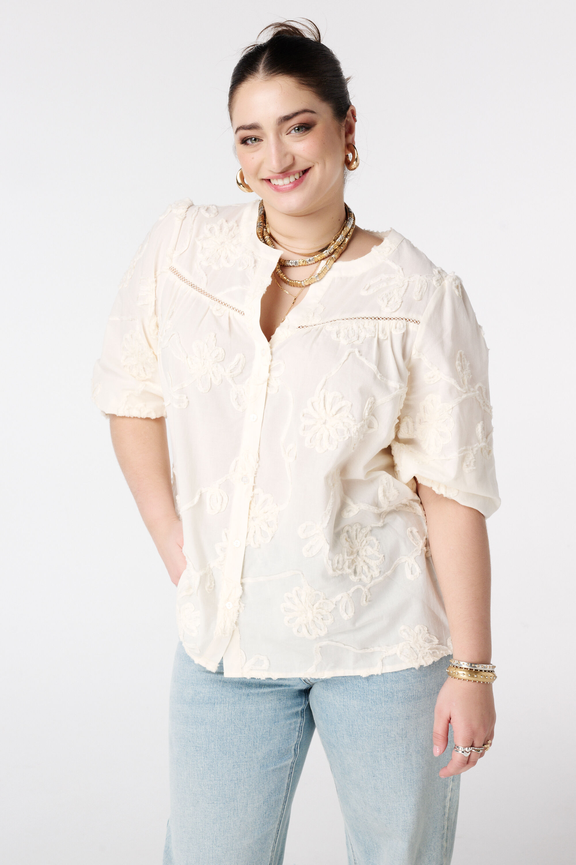 Blusa con estampado floral 3D