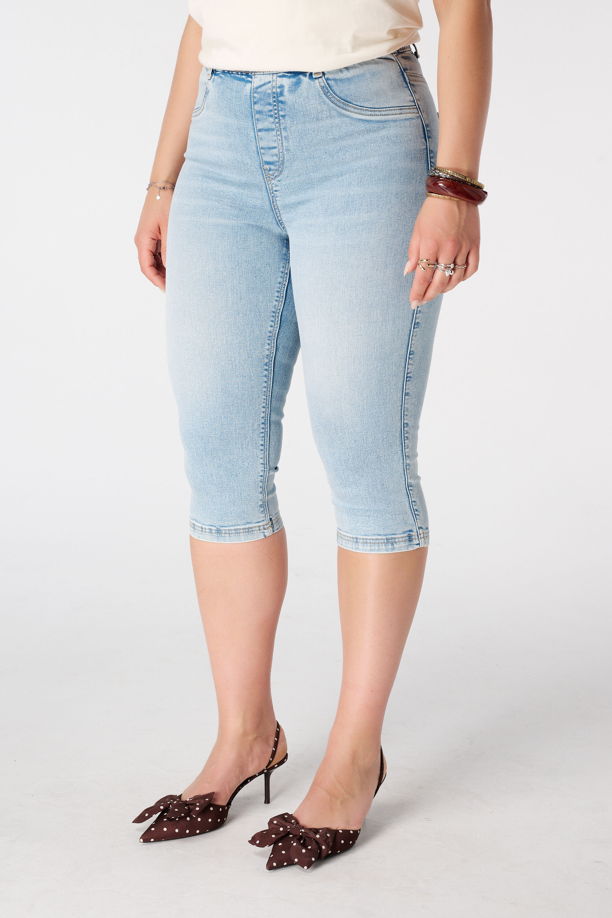 Tregging capri con aspecto denim image number 5