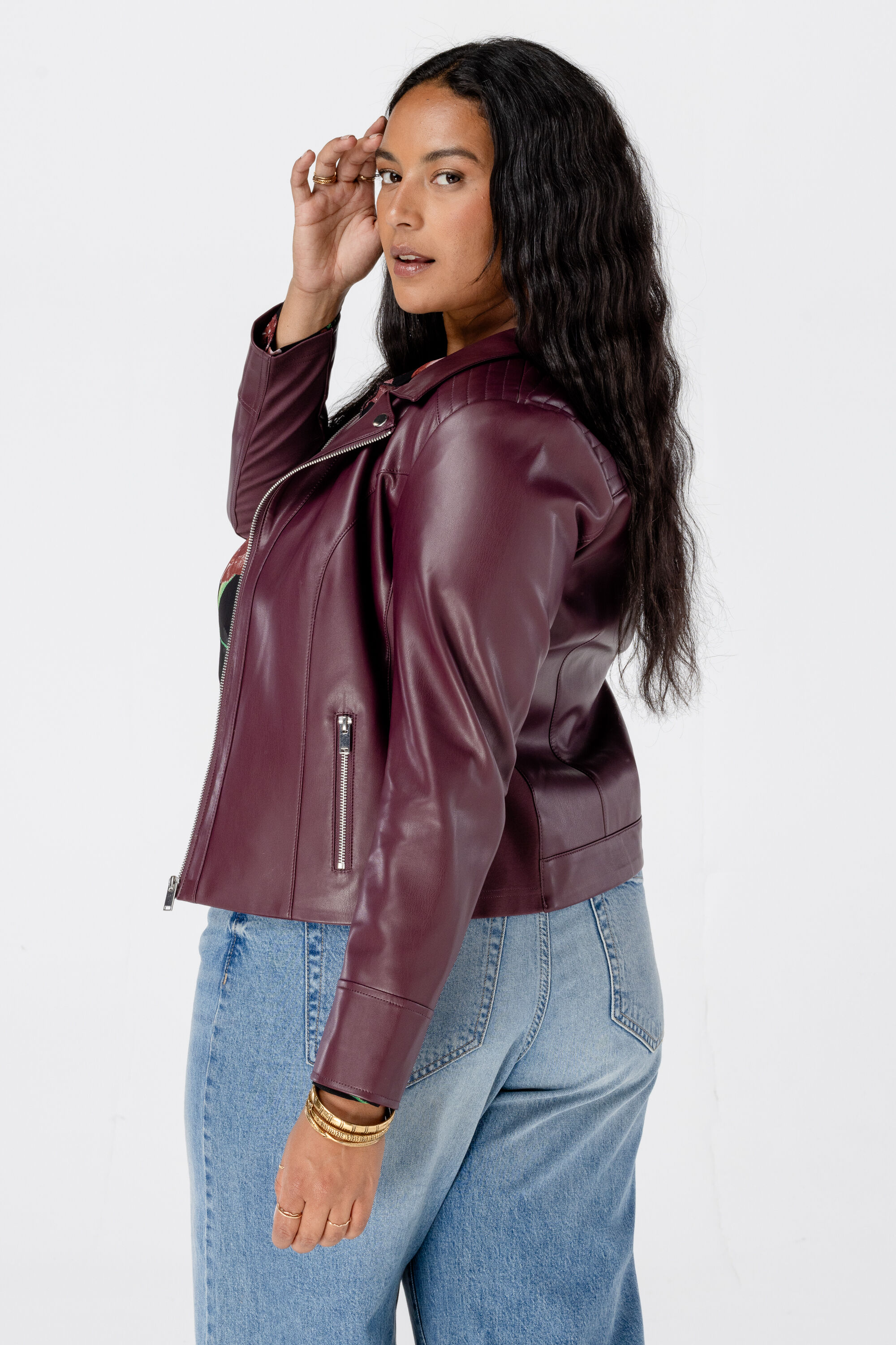 Cazadora biker de cuero sint&eacute;tico image number 3