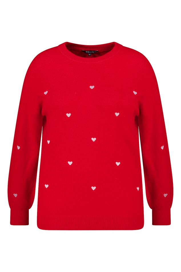 Jersey de punto fino con corazones bordados image number 1