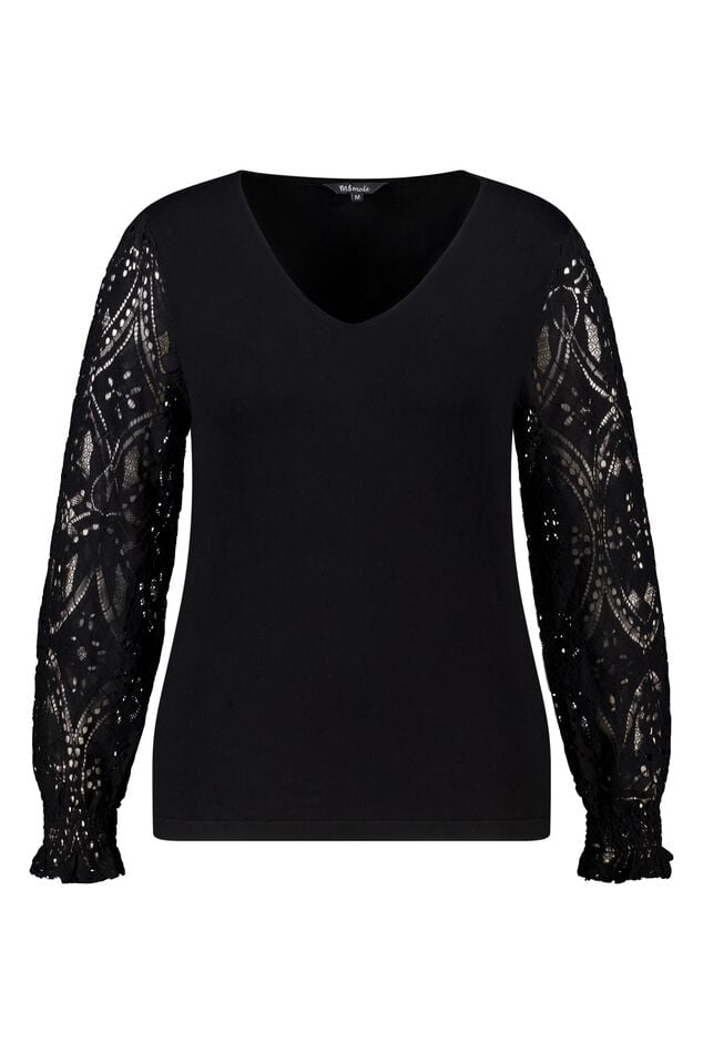 Top con mangas de encaje image number 1