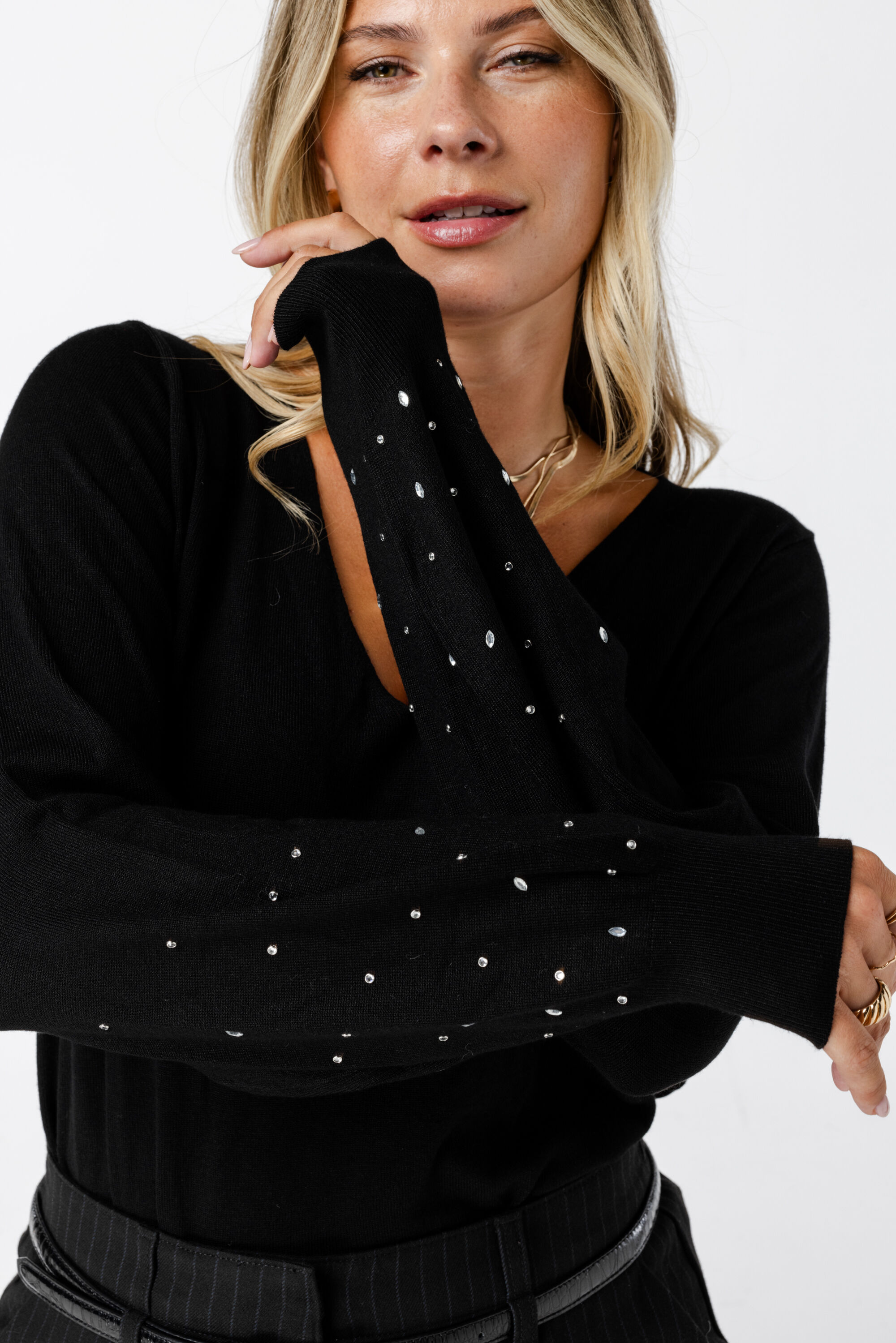 Jersey de punto fino con detalle brillante image number 4