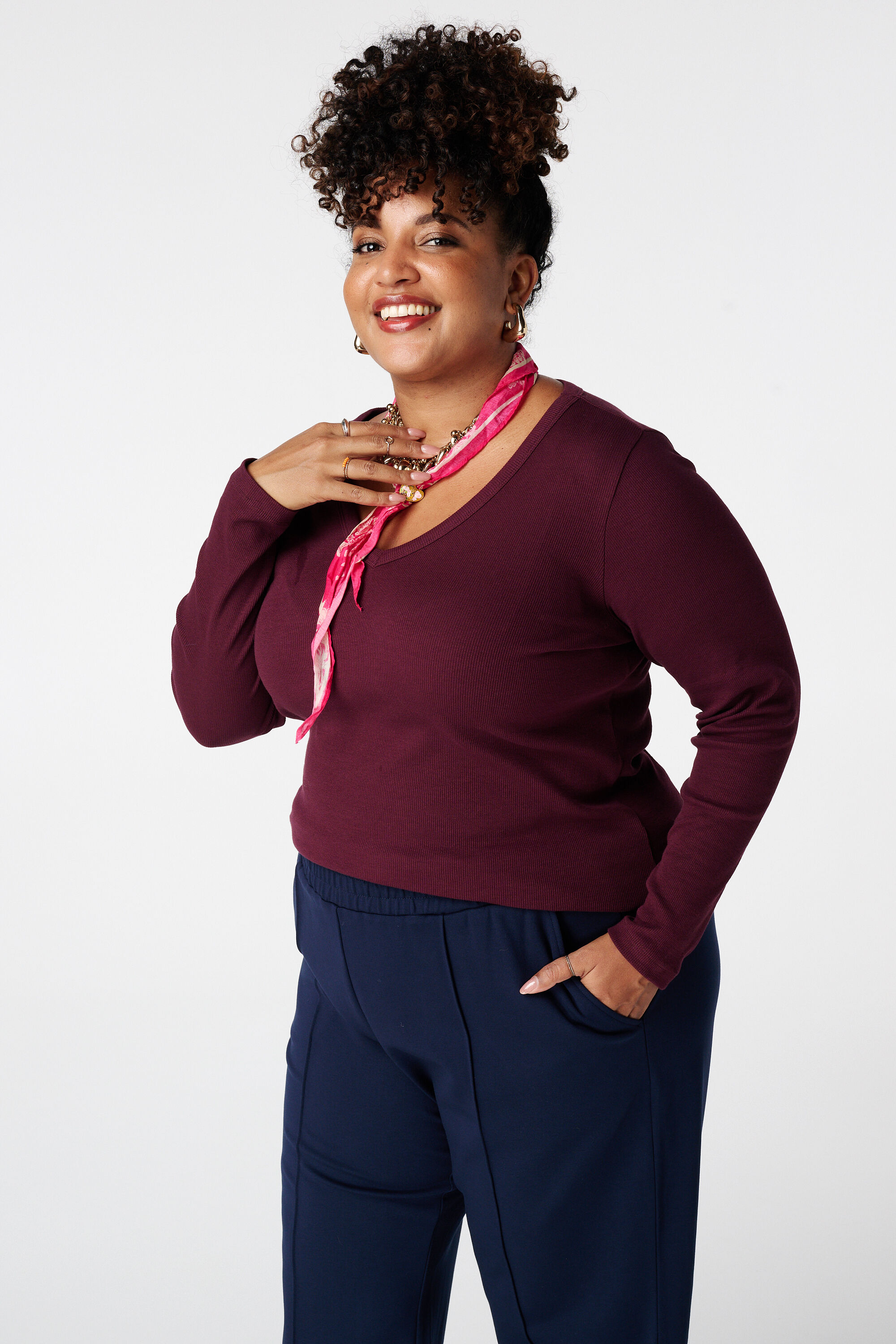 Top de canal&eacute; con manga larga