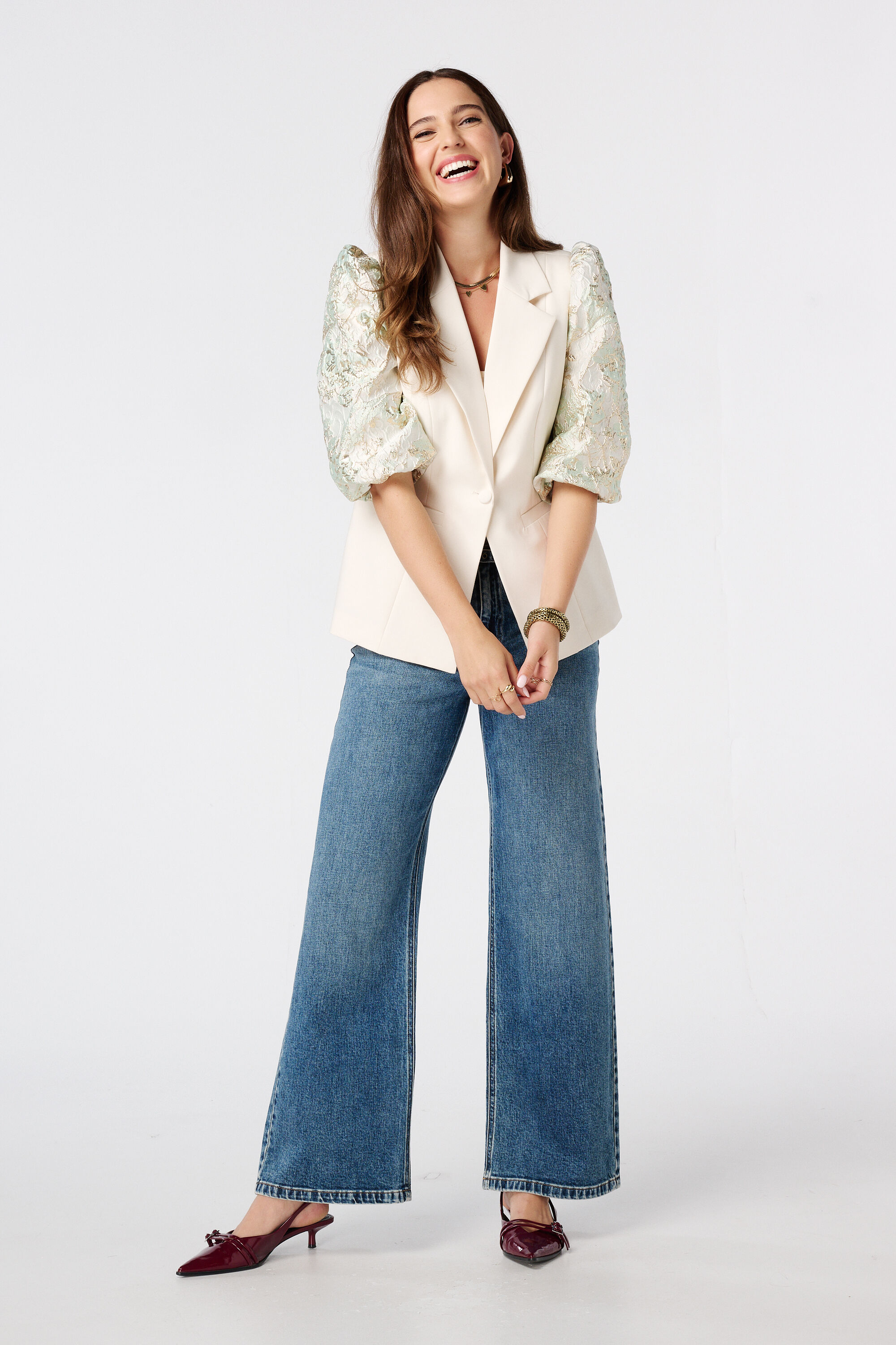 Blazer de manga corta con estampado image number 3