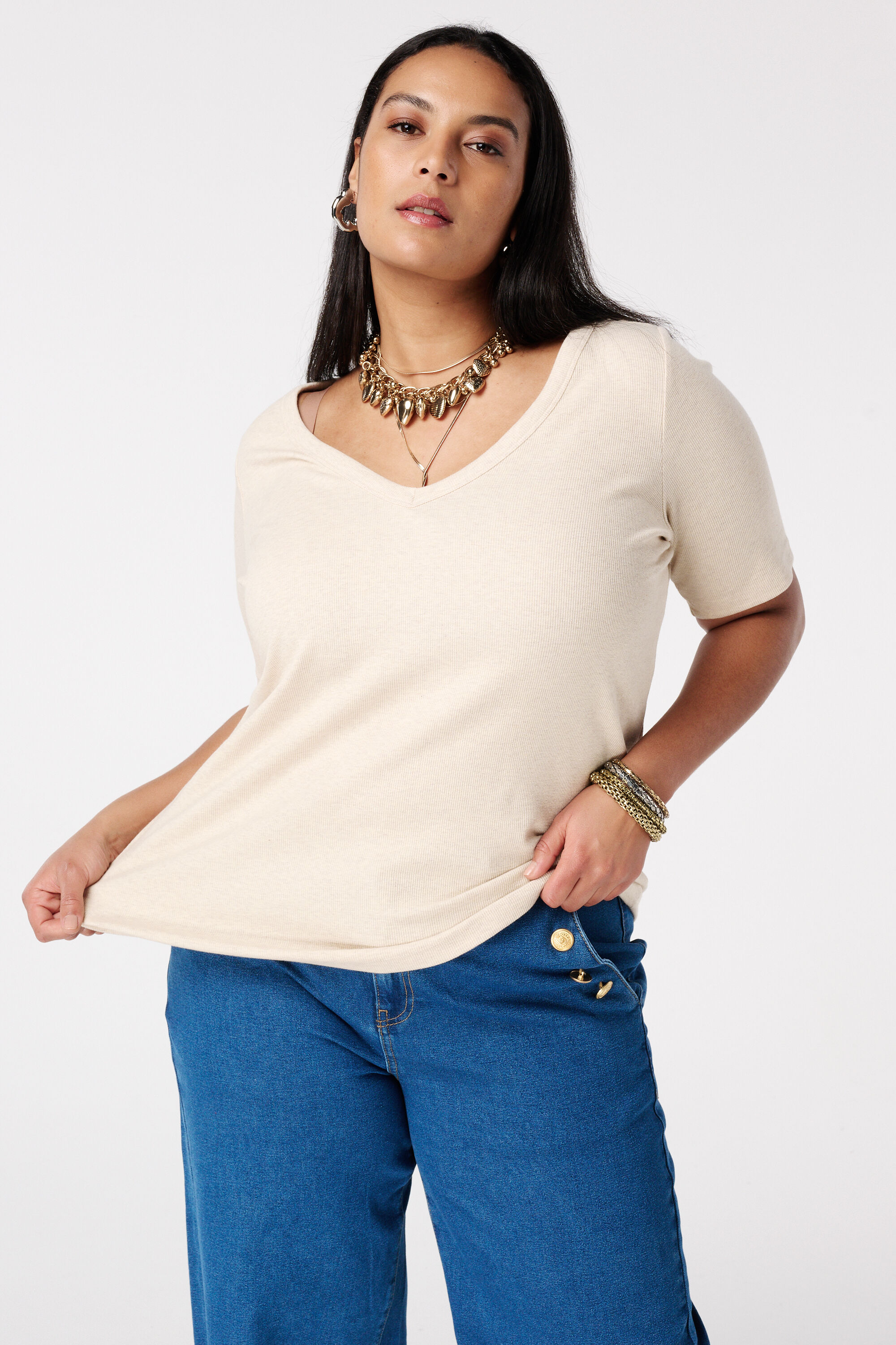 Top de canal&eacute; con escote en V