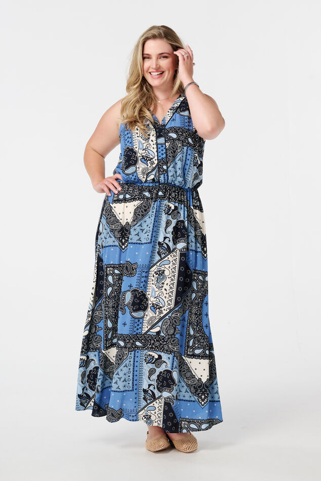 Maxivestido sin mangas con estampado paisley image number 5