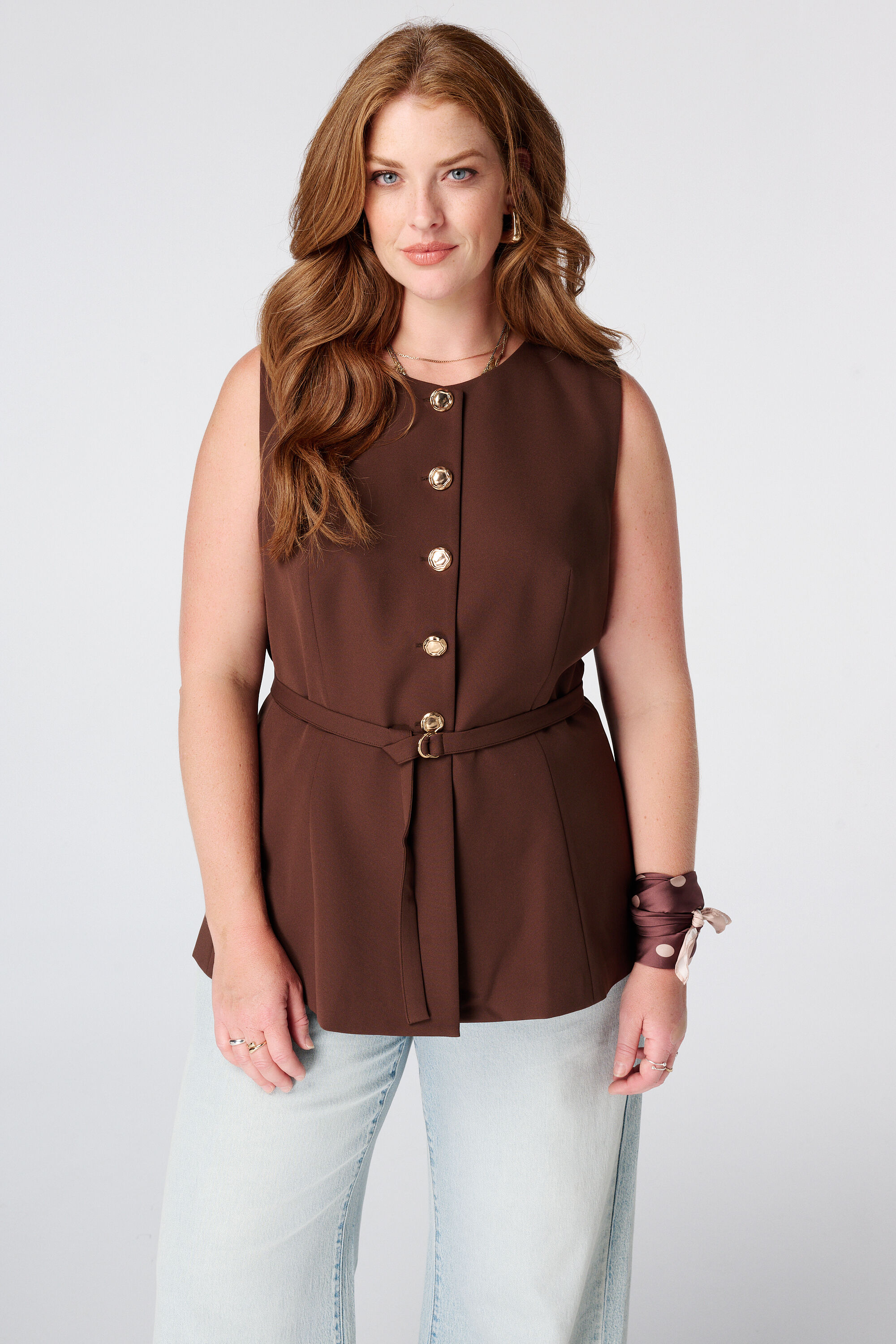 Spaans  Chaleco peplum con cintur&oacute;n