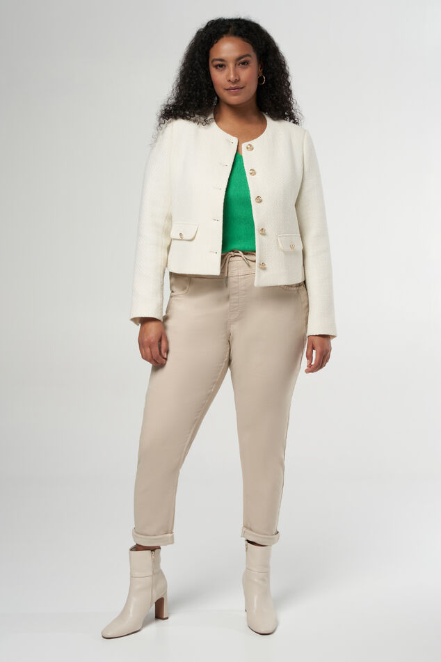 Chaqueta corta de tweed con botones metálicos image number 4