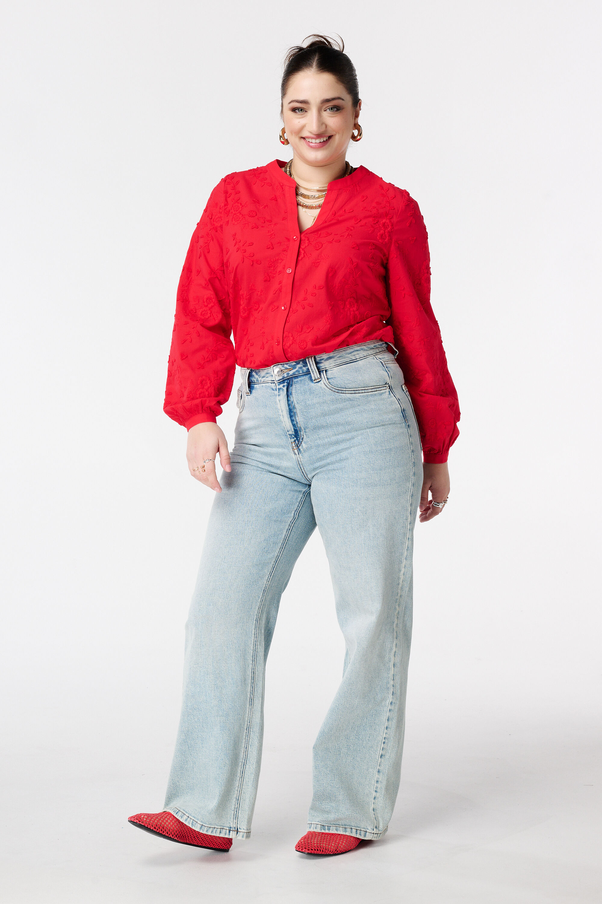 Blusa con estampado floral 3D image number 5