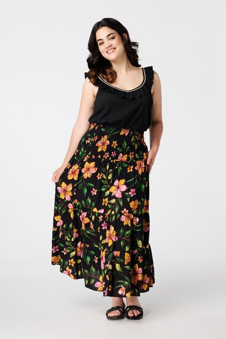 Falda larga con estampado floral Falda larga con estampado floral