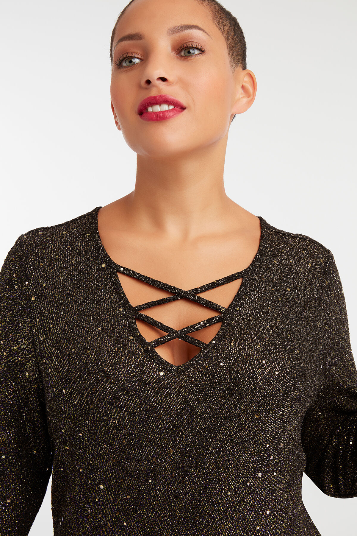 Vestido de fiesta de lurex con lentejuelas image number 4