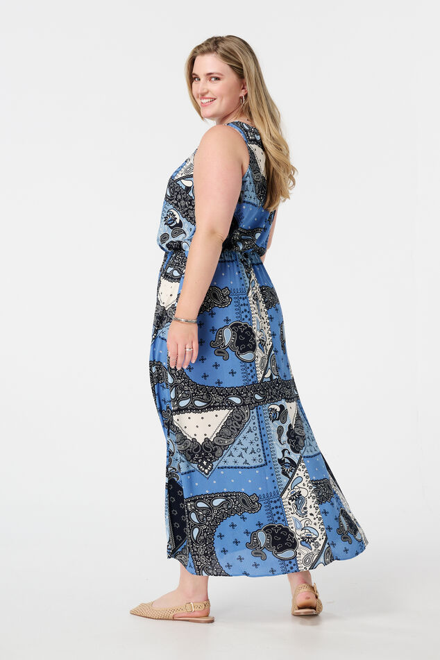 Maxivestido sin mangas con estampado paisley image number 3