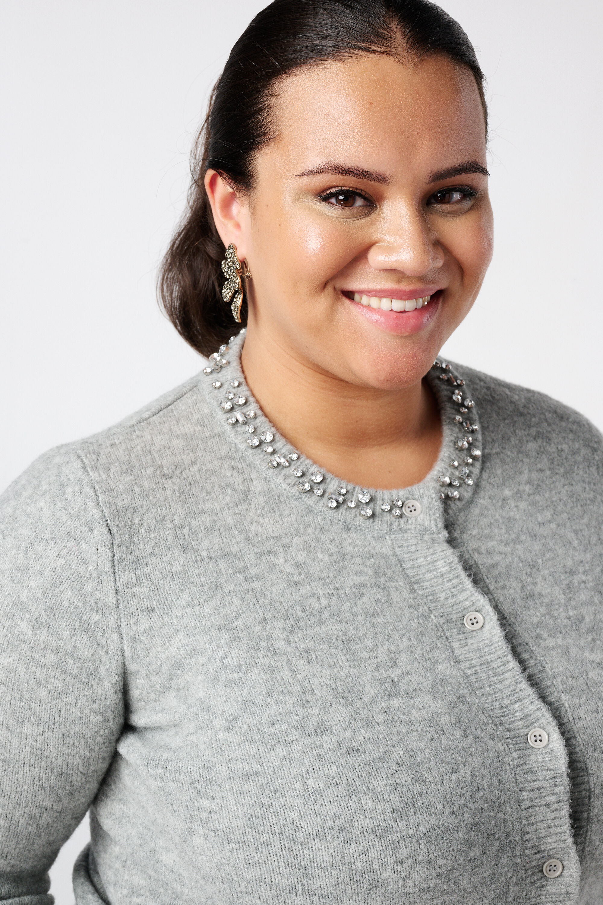 C&aacute;rdigan de punto fino con detalles de rombos. image number 4