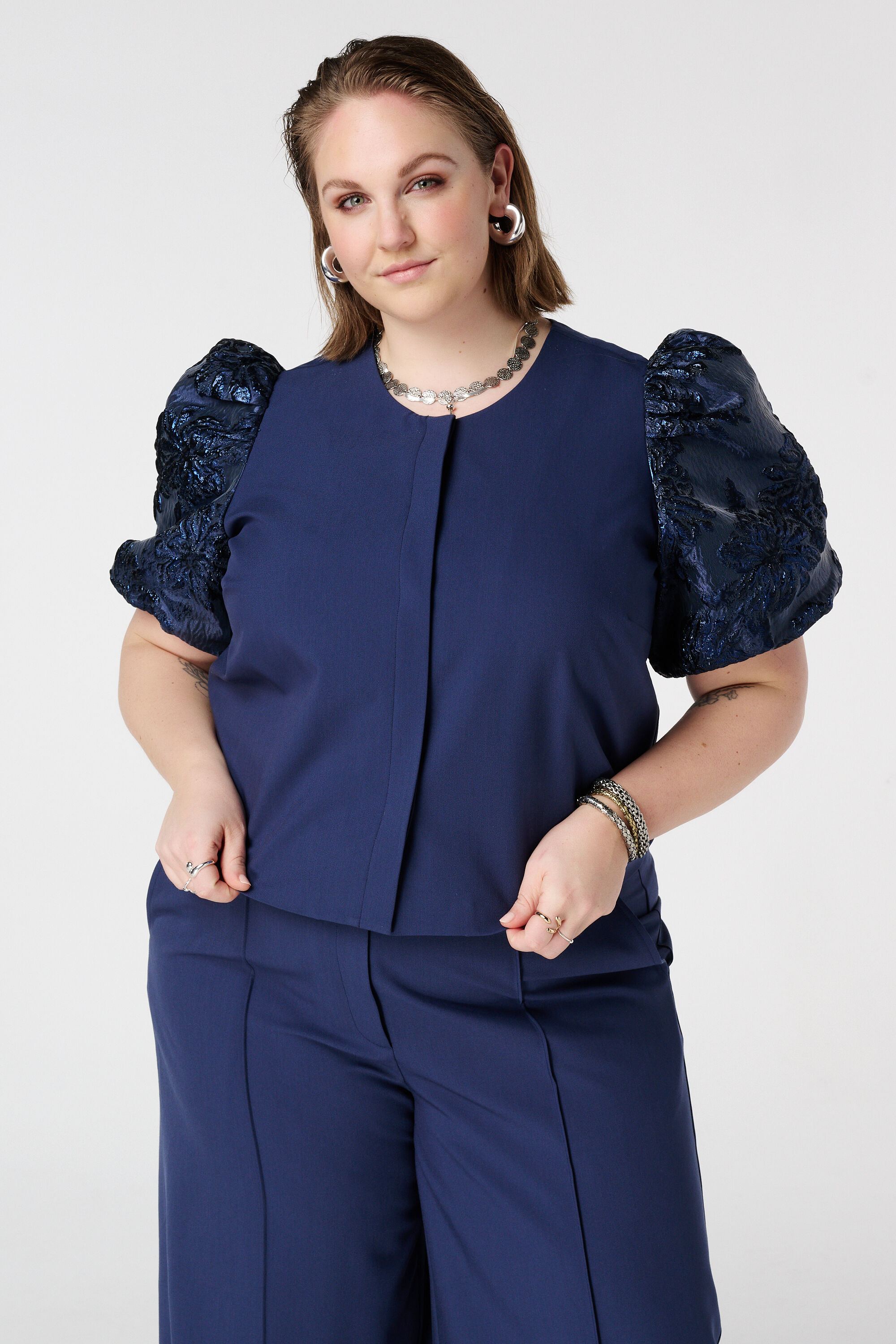 Top con mangas de jacquard image number 0