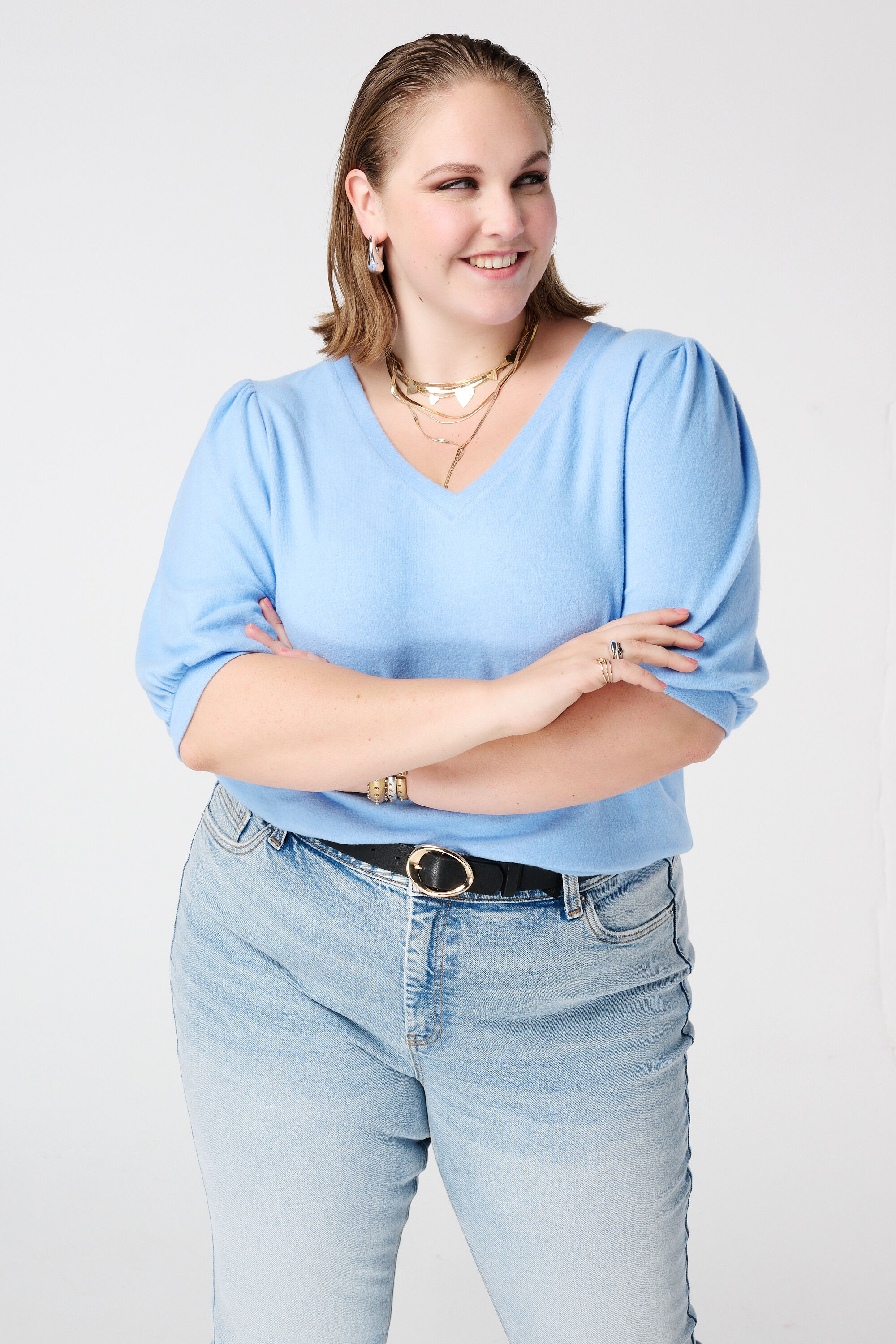 Top con mangas abullonadas corto 