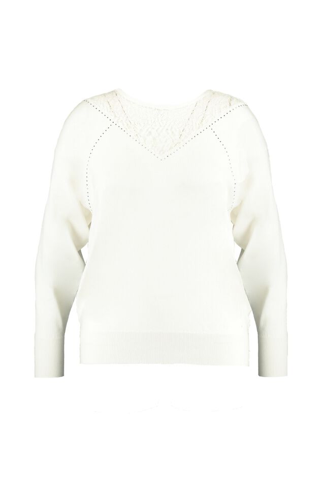 Top de ganchillo con patrón calado y cintura con cordón image number 1