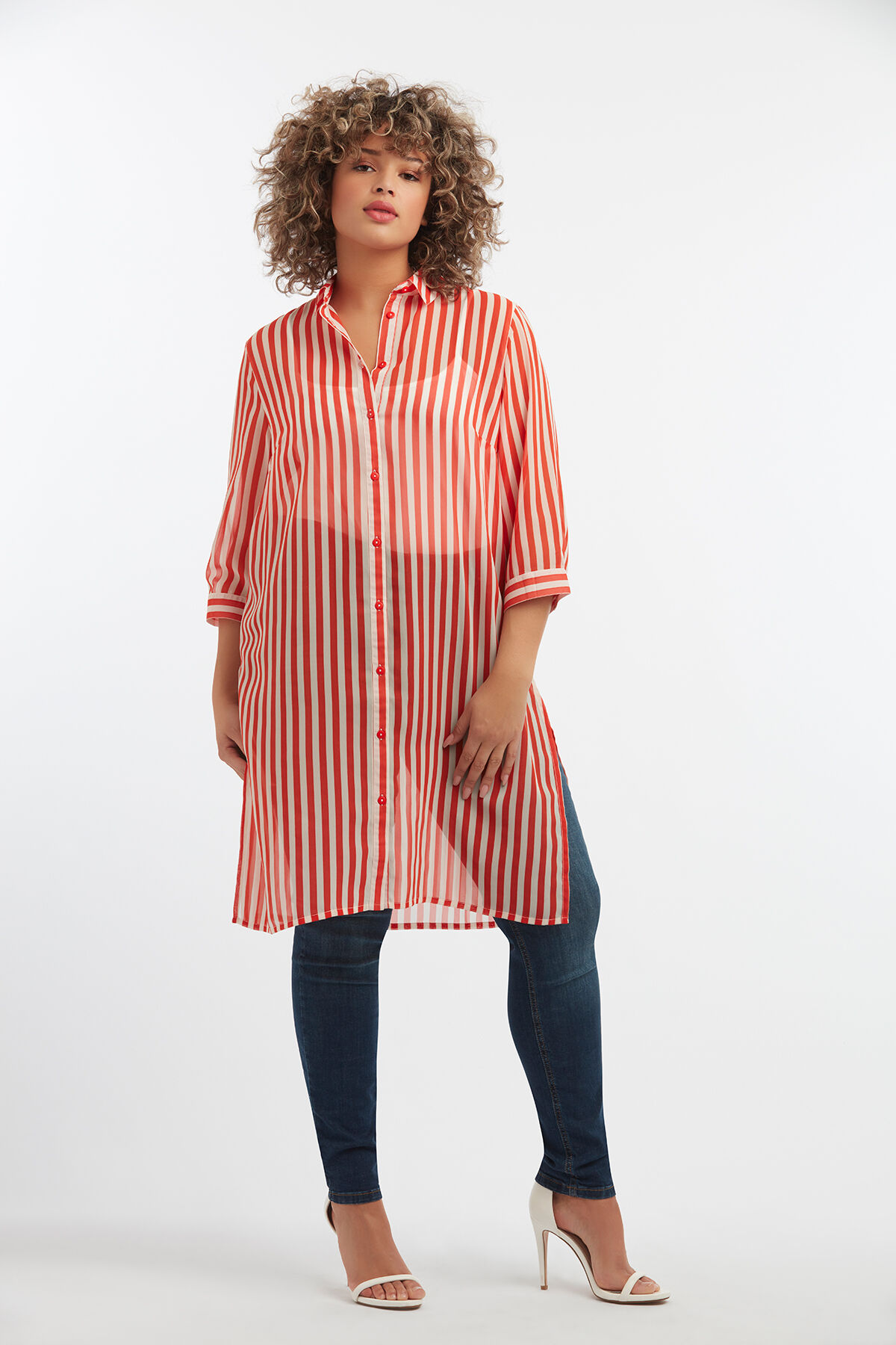 Blusa de rayas transparente image number 3