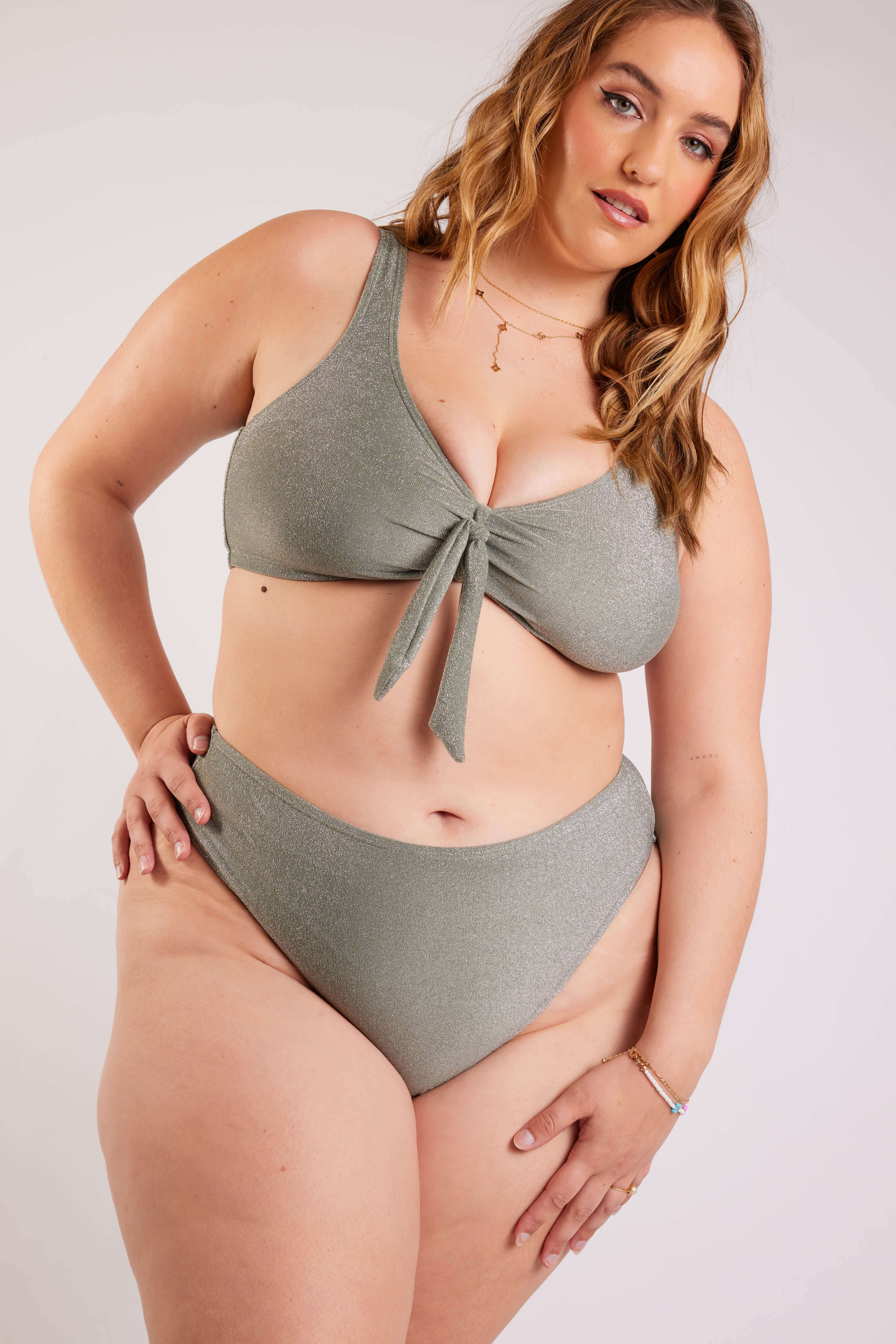 Braguita de bikini de talle alto con purpurina image number 6