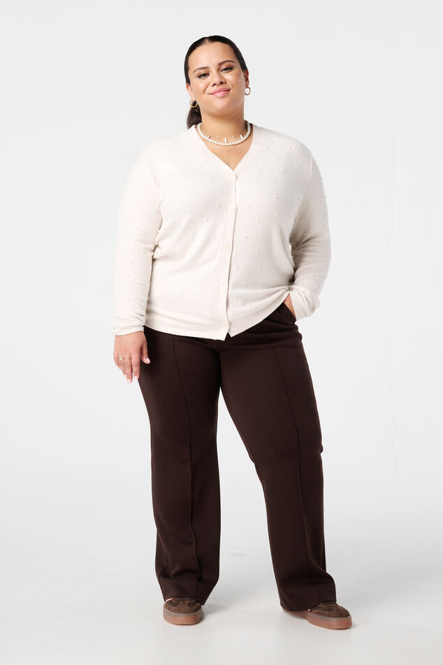 Cárdigan con perlas y cierre de botones image number 5