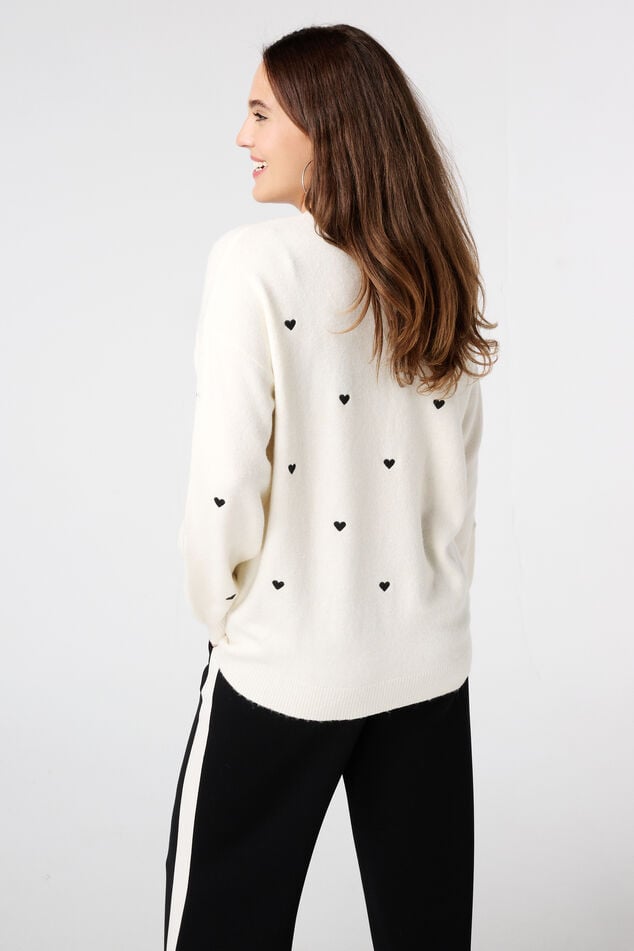Jersey de punto fino con corazones bordados image number 3