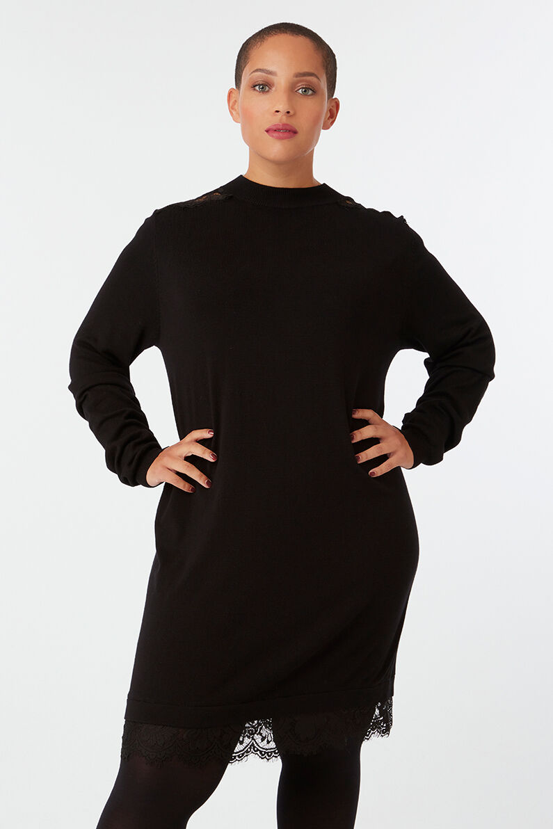 Vestido de punto con encaje   image number 4