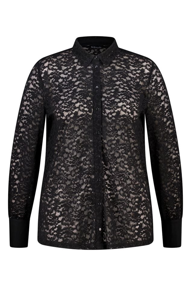 Top de jersey con encaje y lentejuelas image number 1