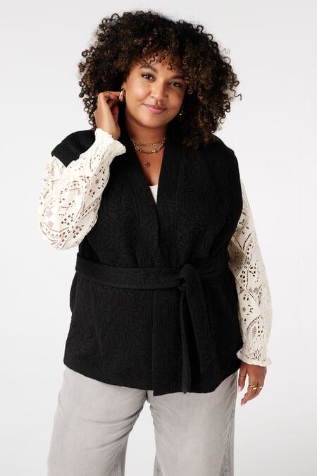 Chaleco de largo medio con cinturón para atar Chaleco de largo medio con cinturón para atar