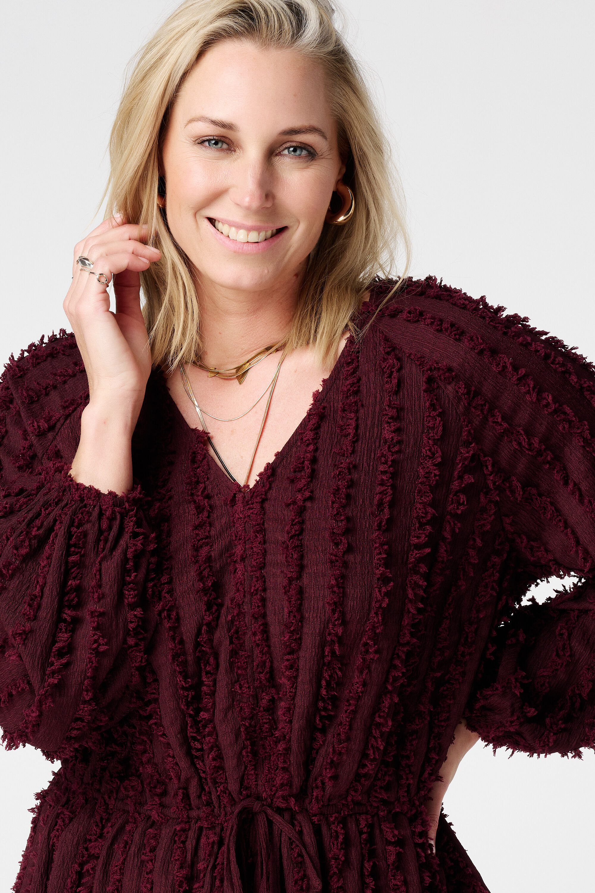 Top de punto peludo con cord&oacute;n ajustable image number 4