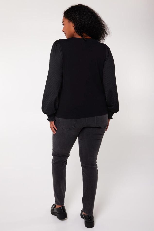 Suéter de punto fino con mangas con textura image number 3