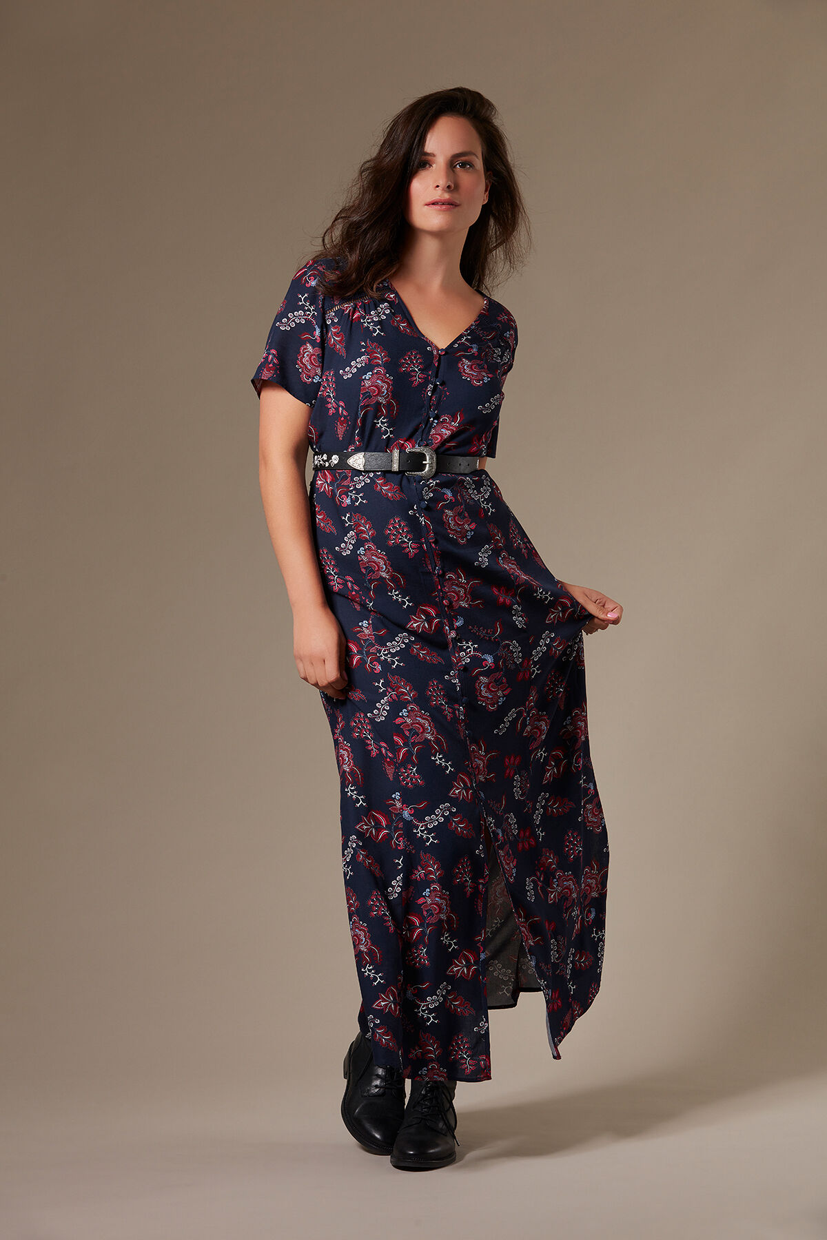 Vestido con botones y estampado integral image number 3