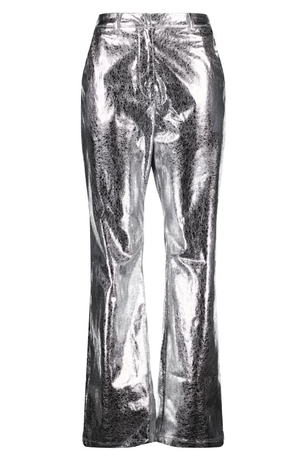 Pantalones metálicos de corte recto  image number 2