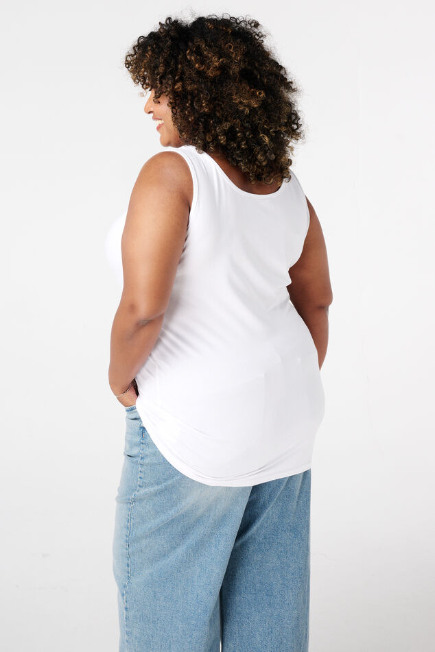 Camiseta extra larga sin mangas de algodón image number 1