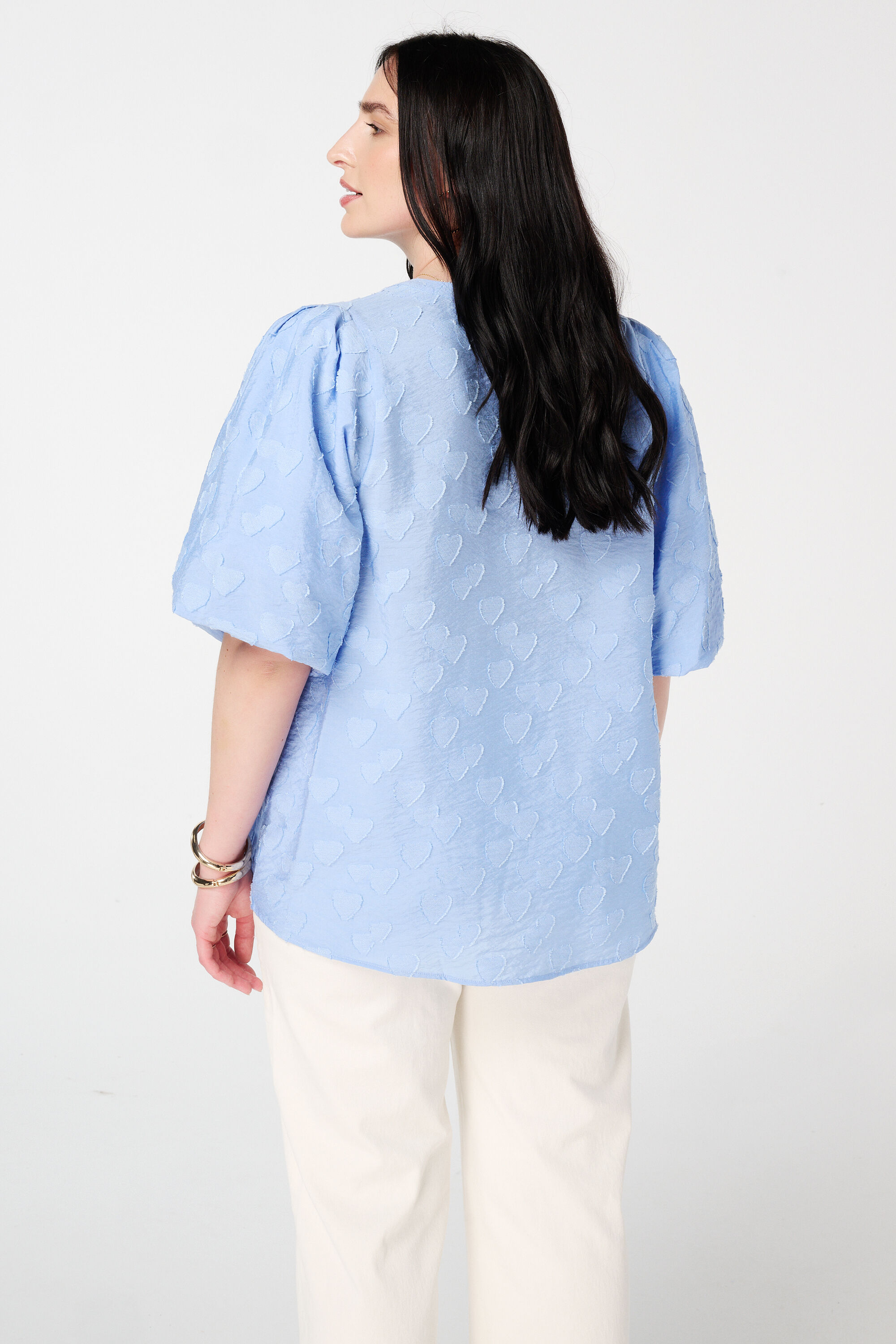  Blusa con estampado de corazones  image number 3