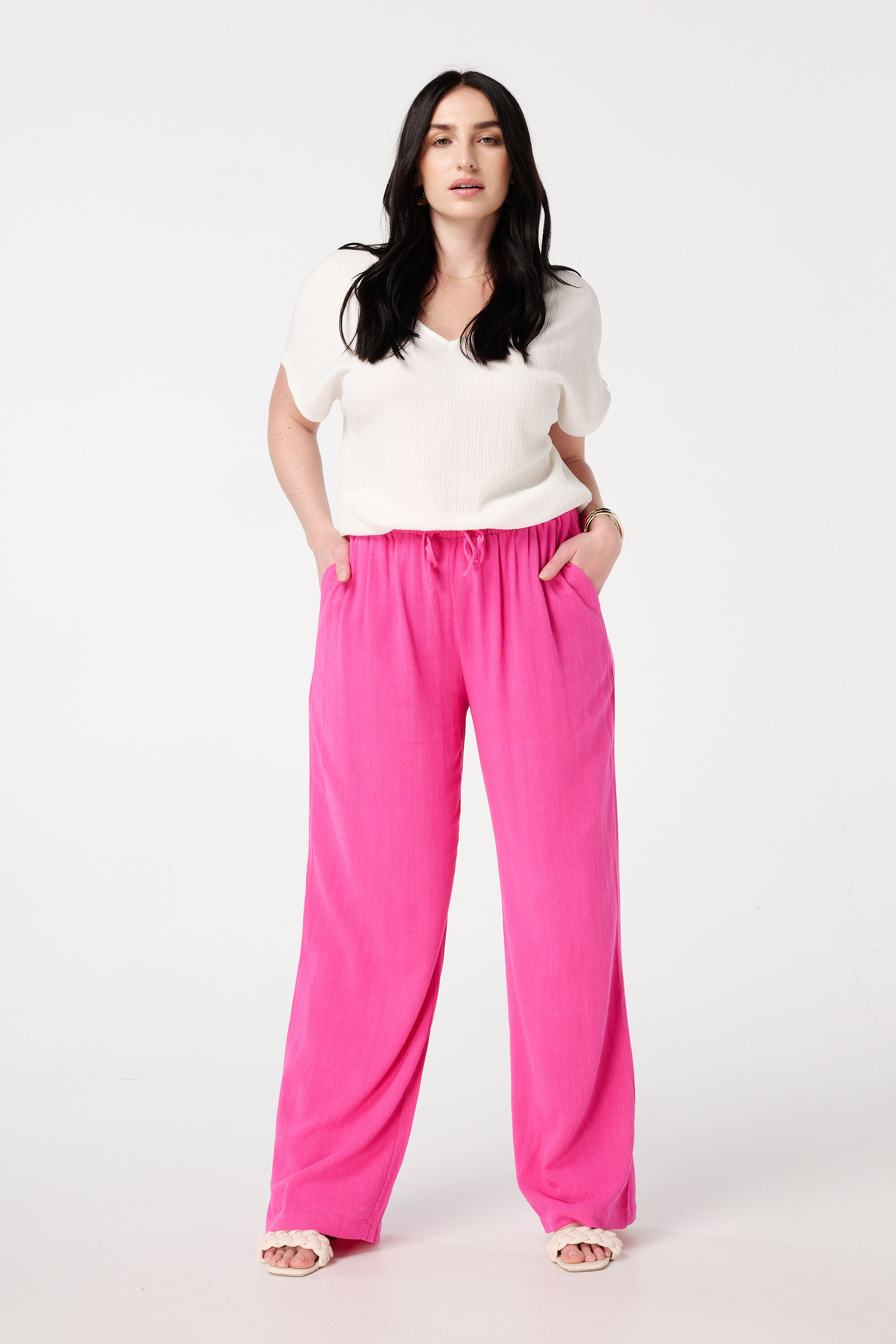 Top con textura y manga casquillo image number 5