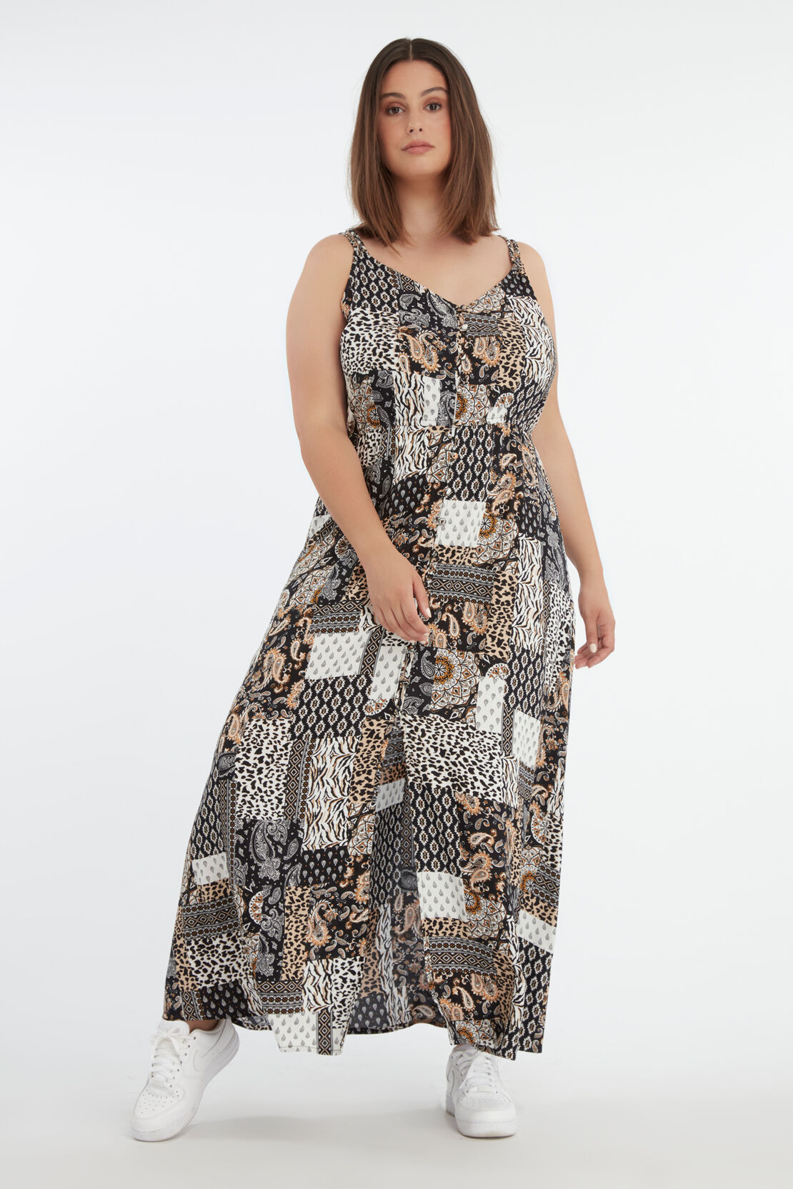 Vestido largo con patchwork   image number 6