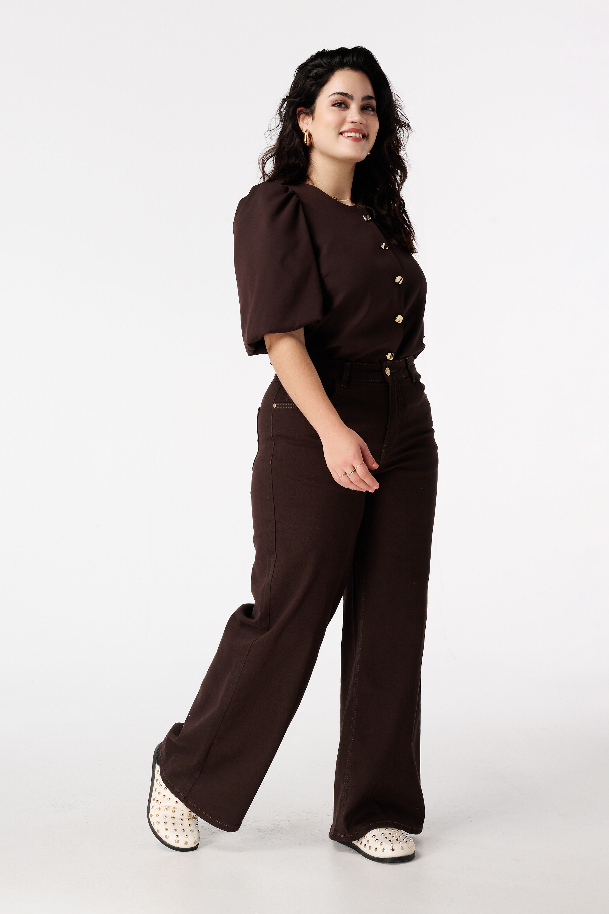 Vaqueros de pierna ancha y cintura alta