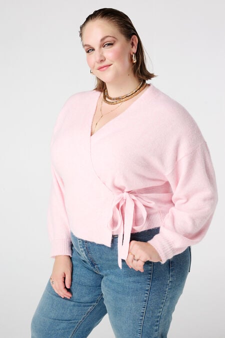 Cárdigan cruzado con cinturón de lazo Cárdigan cruzado con cinturón de lazo