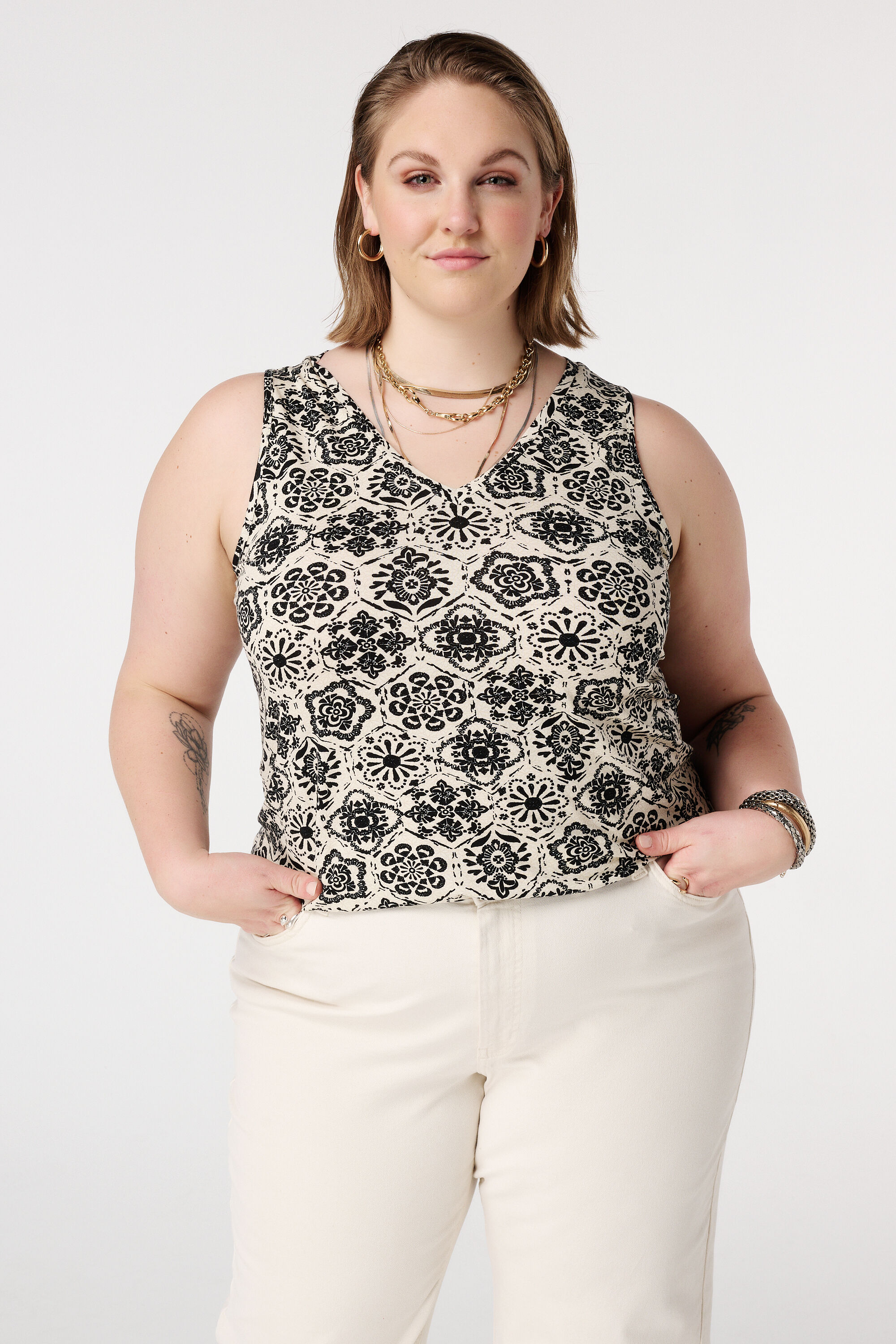 Camiseta de tirantes con escote en V y estampado