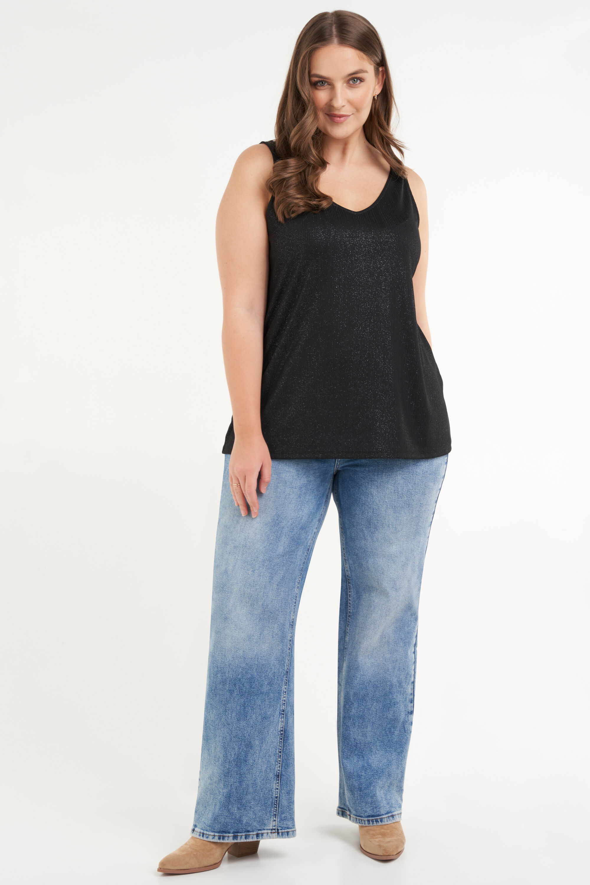 Camiseta sin mangas con purpurina  image number 5