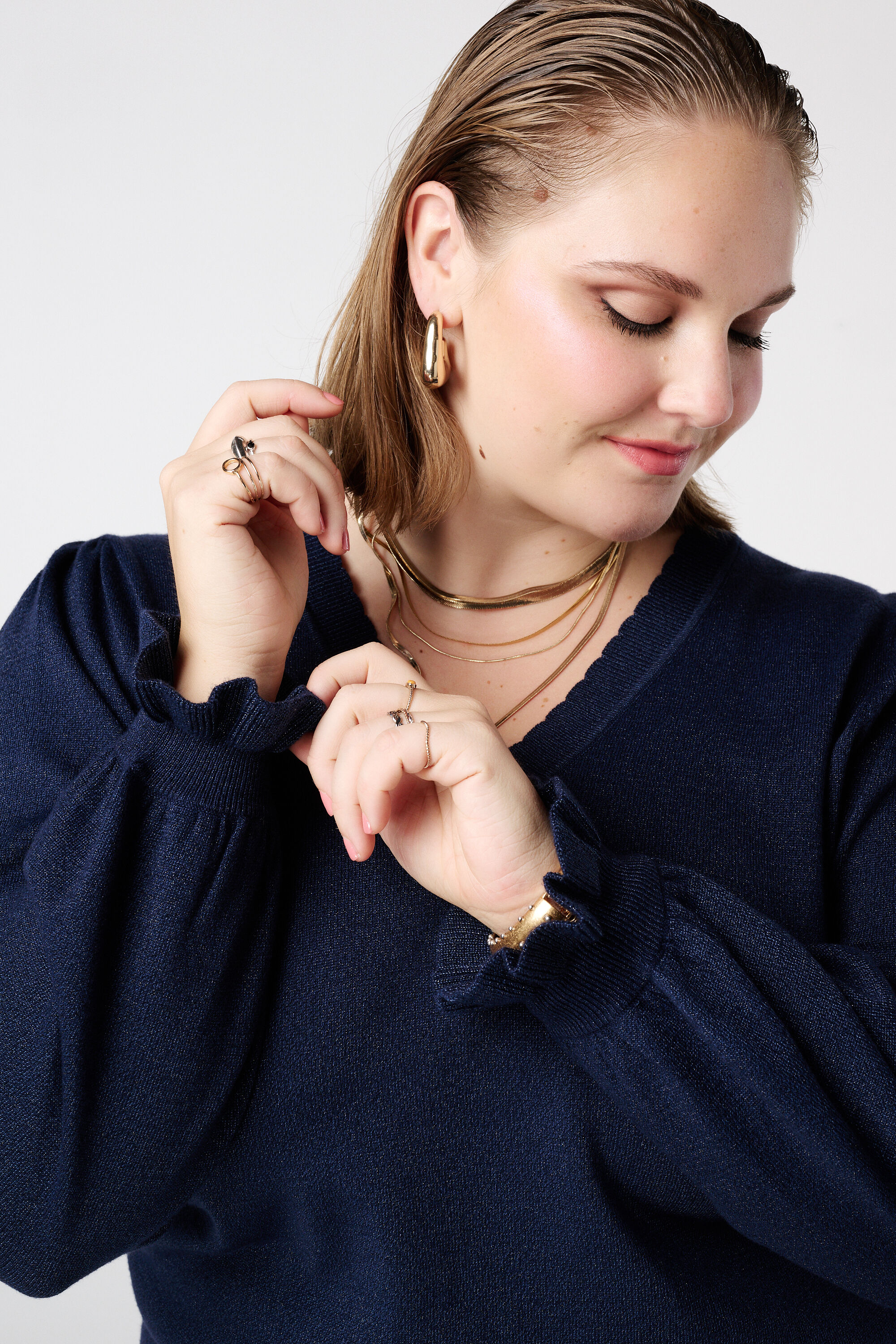 Jersey de lurex con mangas con volante image number 4