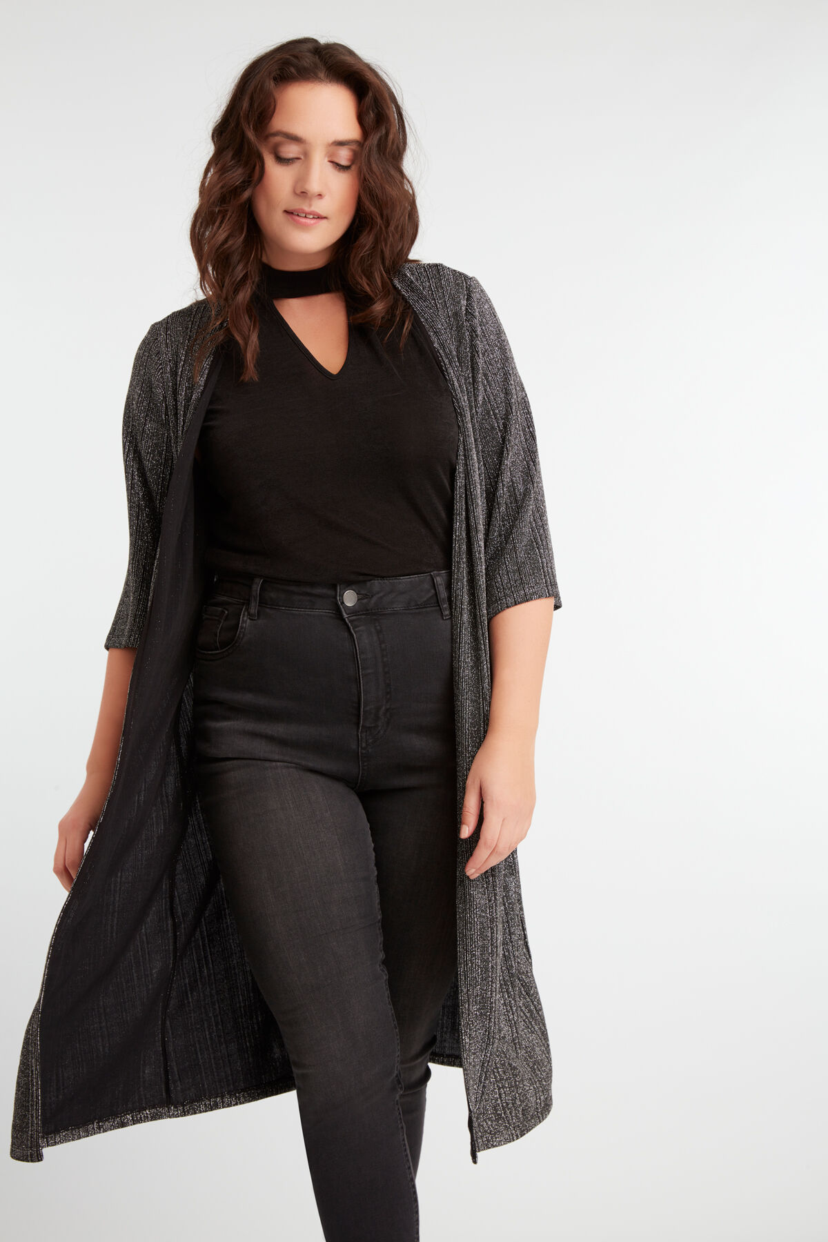 C&aacute;rdigan largo con Lurex   image number 3