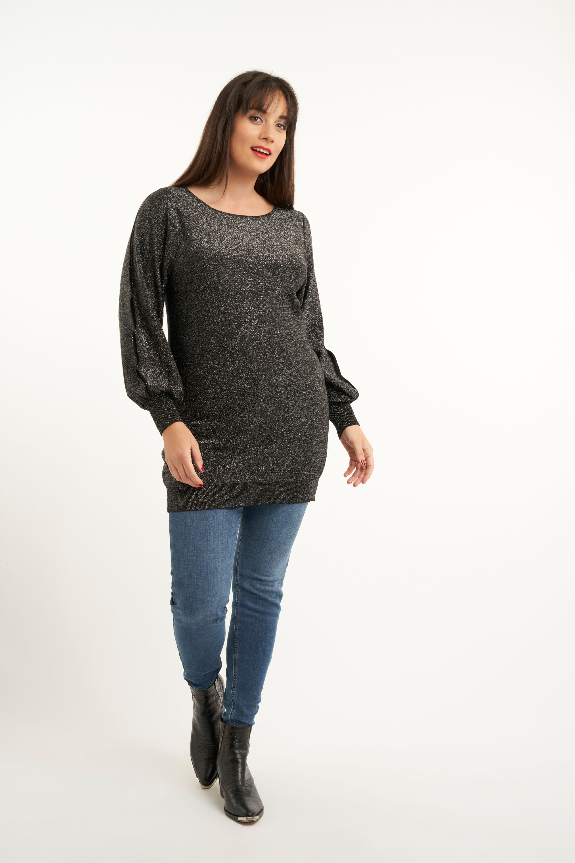 Su&eacute;ter largo con purpurina image number 5