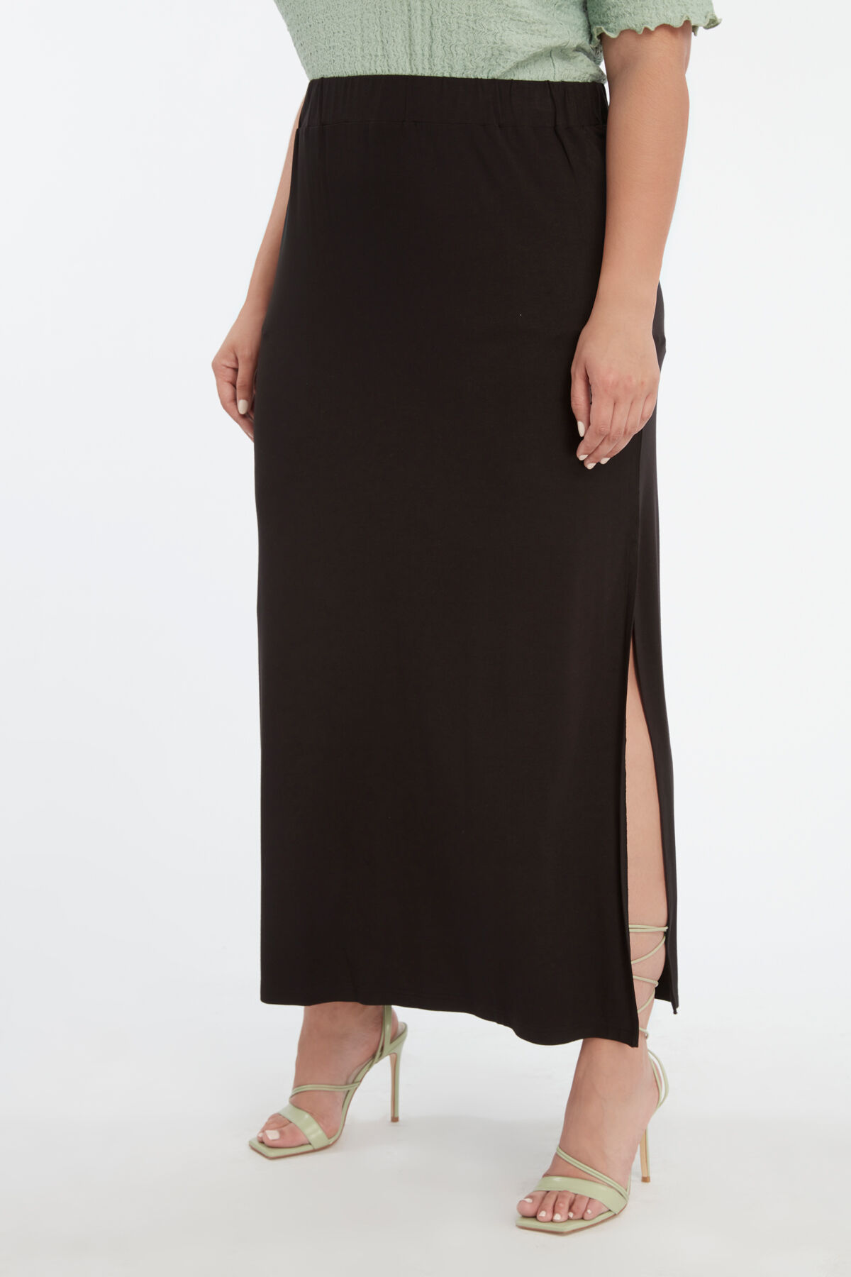 Falda larga lisa con abertura image number 3
