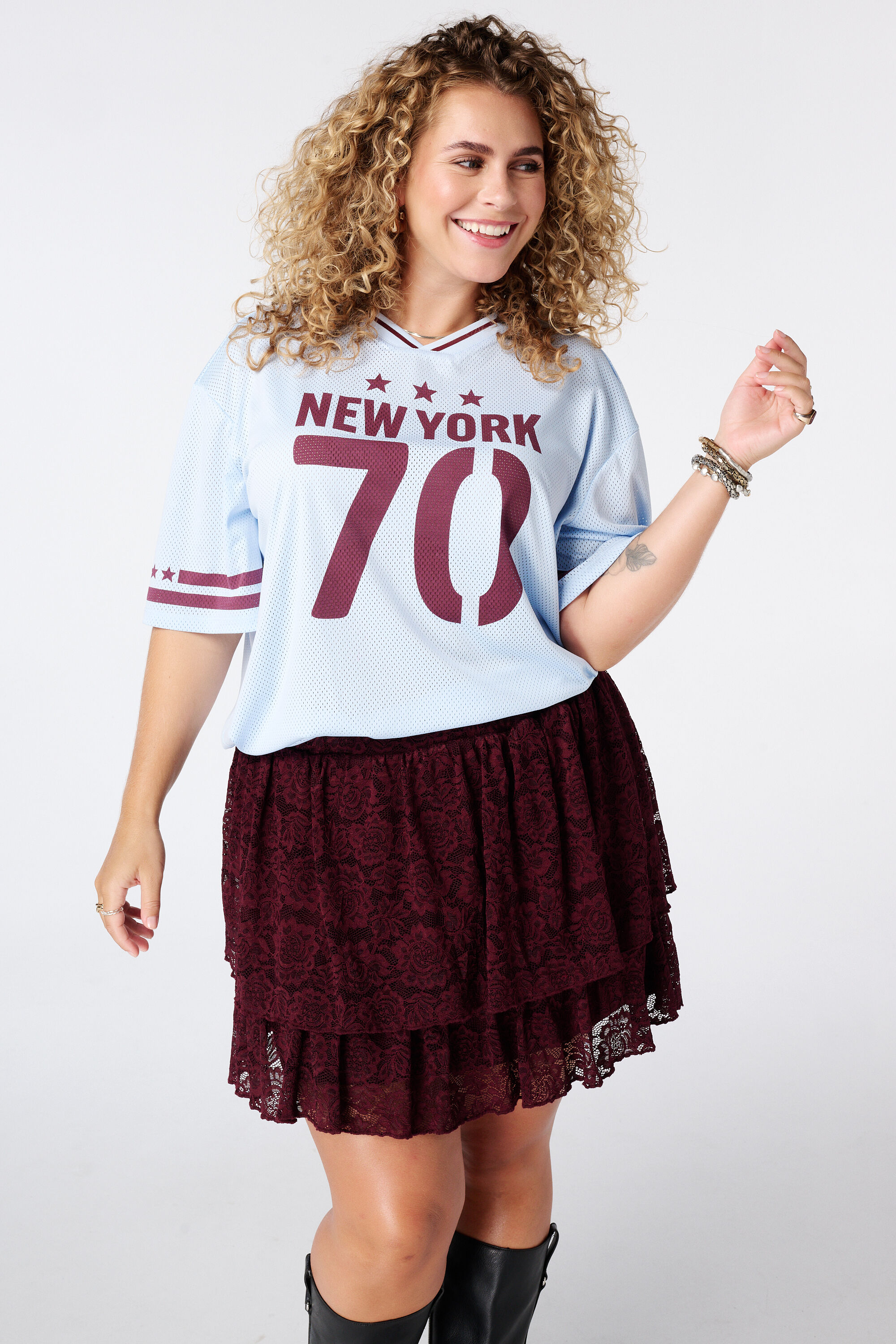 Jersey oversize con estampado deportivo