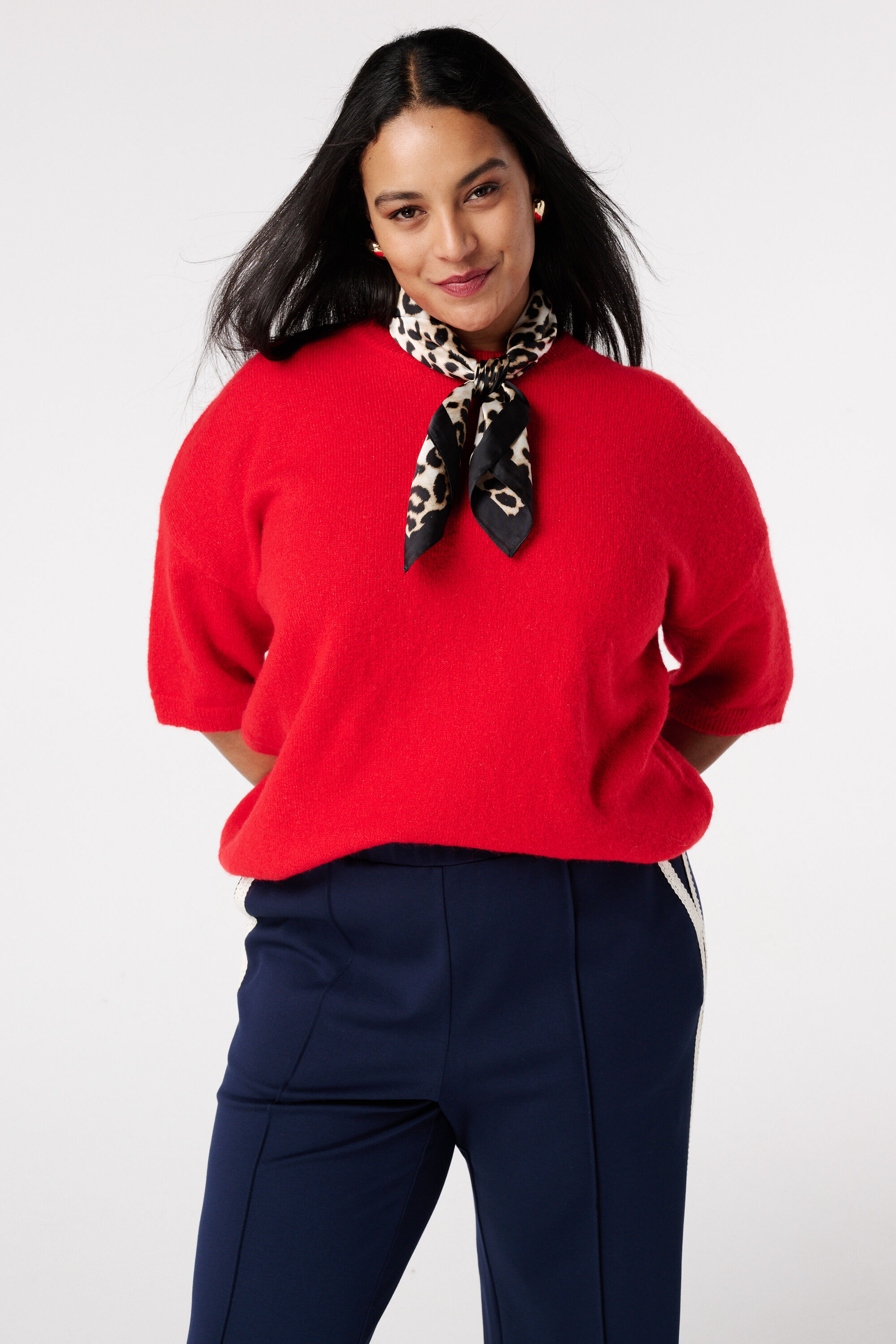 Top de punto de manga corta