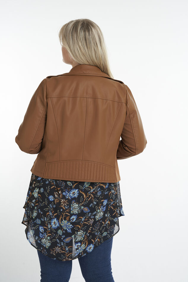 Chaqueta motera de cuero sintético image number 3