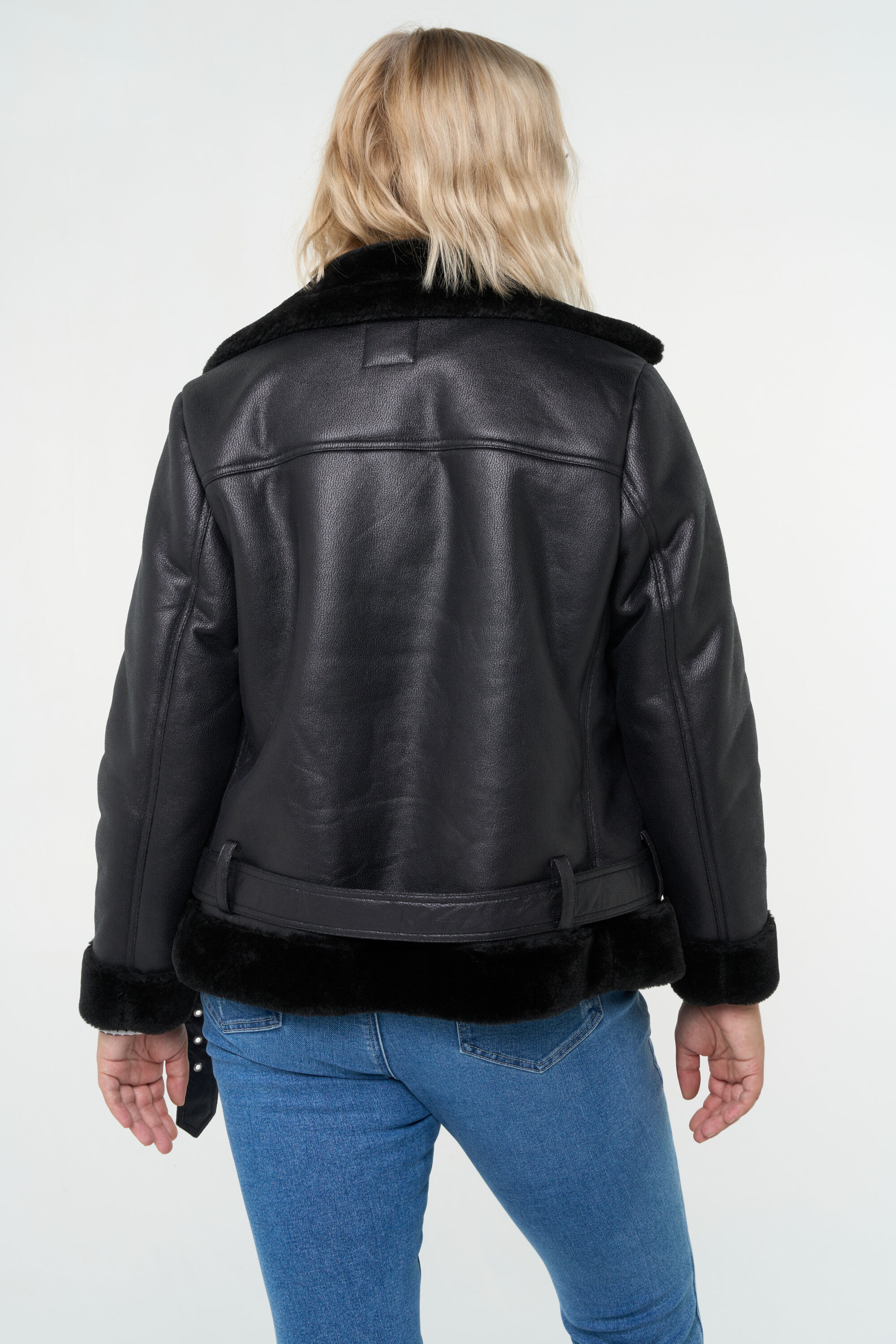 Cazadora biker con pelo sint&eacute;tico image number 3