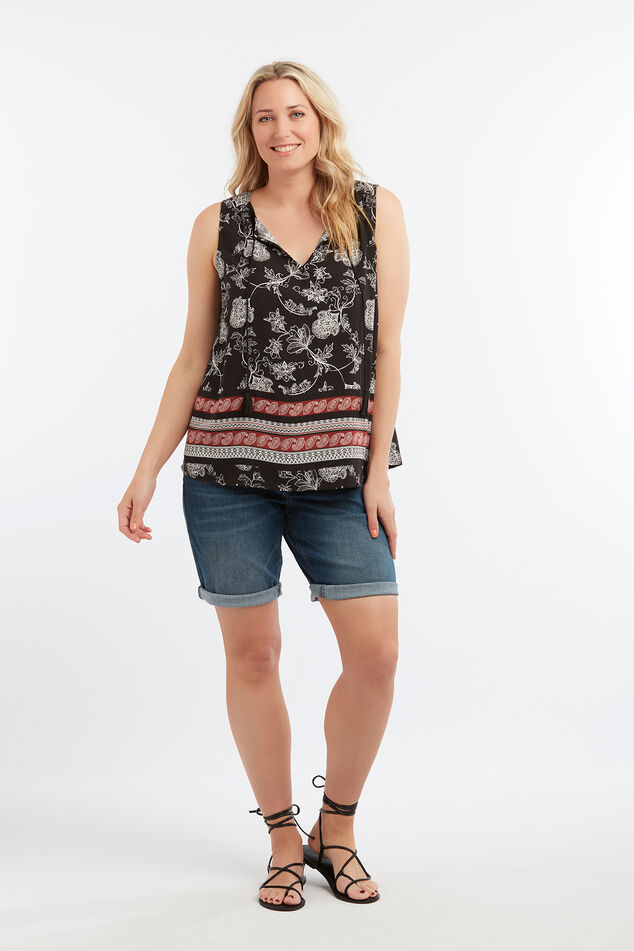 Blusa sin mangas con estampado de cachemira image number 0