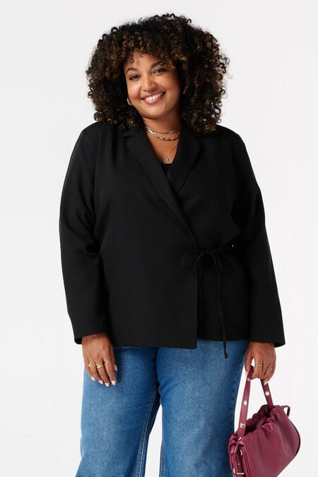 Chaqueta cruzada con cinturón con lazo Chaqueta cruzada con cinturón con lazo